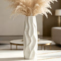 12 Inch White Vase Ceramic Flower Vase, Tall Vases for Pampas Grass, Home Decor, Modern Textured Vases for Living Room Decorations,Table Centerpieces,Shelf,Farmhouse Small Ceramic Vase - style: Shape 10