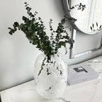 White Glass Vase, Large Glass Vase for Flowers, Modern Flower Vases, Tall Floor Vases for Living Room, Dining Table, Mantle, Shelf, Wedding, Office, 10 Inches - color: White