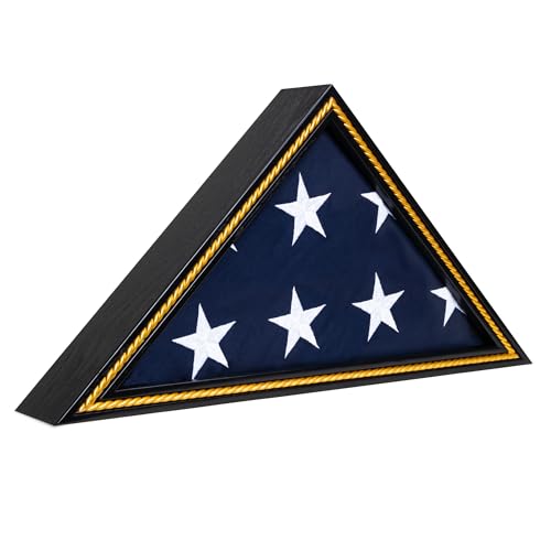 Officially Licensed U.S. Army Flag Display Case – Solid Wood Military Flag Case with Personalized Engraving – Veteran, Memorial & Retirement Gift – Fits 5’ x 9.5’ Folded Flag (Black) - color: Black