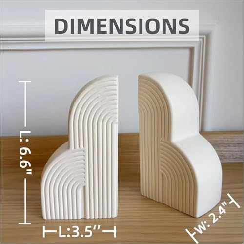 2Pcs/Set Book Ends for Shelves, Decorative Book Ends for Heavy Books,Aesthetic Boho Style for Book Ends for Shelves,Modern Home Office Bookshelf Decor, Home Decor,or Library Decor (Cream) - color: Cream