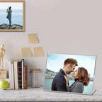 8 Pack Slanted Back Acrylic Sign Holder 5x7 inches,Clear Tabletop Sign Holder,Acrylic Picture Frames Stands for Display,Plastic Flyer Menu Holder for Office,Home,Restaurant（Horizontal）