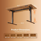 FEZIBO Standing Desk, 55×28 Inches Electric Height Adjustable, Sit Stand Up, Computer Office Desk with Splice Board, Black Frame/Rustic Brown TOP - color: Rustic Brown, size: 55 x 28