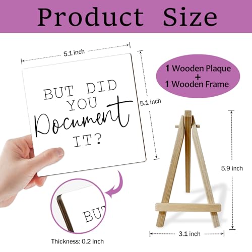 Office Decor for Women, Cute Desk Accessories, But Did You Document it Desk Decor, Funny Office Gifts for Coworkers, Minimalism Office Cubicle Decor (MP03), Wood - color: MP03