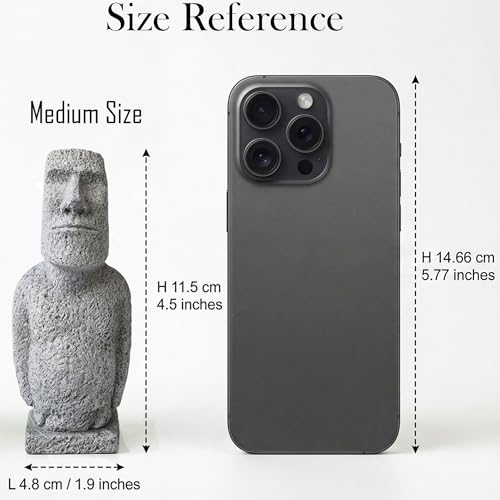 Easter Island Moai Statue - Stone Moai Figurine Decor for Home & Outdoor Garden - 3 (Medium Size) - size: Medium Size