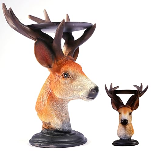 Rustic Deer Antler Candle Holder – Farmhouse Taper Candle Stand for Christmas Table Centerpiece, Vintage Lodge Decor, Wedding Reception Decorations, Resin Stag Head Mantle Decor, 5.5×5.5×7.6 Inch - color: Rustic Antler
