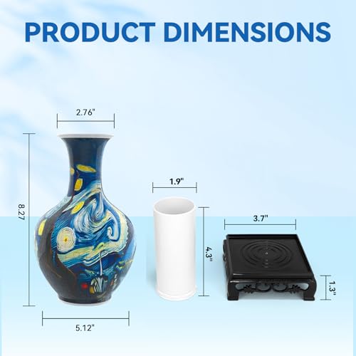 3D Puzzles Vase for Adults, Crafts for Adults, 164 Pieces Plastic DIY Unique Flower Vase with LED Light House Warming Gift Birthday Gifts for Flower Arrangements and Home Decor - color: Blue 2
