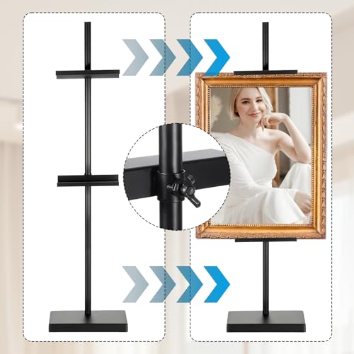 Adjustable Tabletop Stand for Frames, Stand Table Easels for Display Up to 28" H, Metal Picture Frame Holder Stands for Photo Picture Frame Artwork(Black)