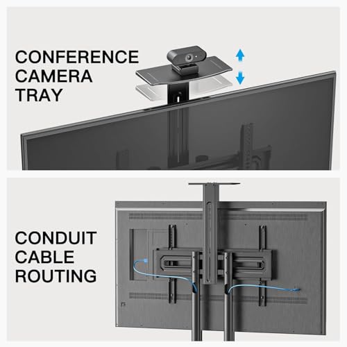 PERLESMITH Rolling TV Stand with Wheels for 32-85 Inch LCD LED 4K Flat Screen TVs, Tilt Mobile TV Cart with Shelf Holds Up to 100 lbs, Height Adjustable Floor TV Stand Max VESA 600x400mm- PSTVMC05 - size: 32-85 Inch