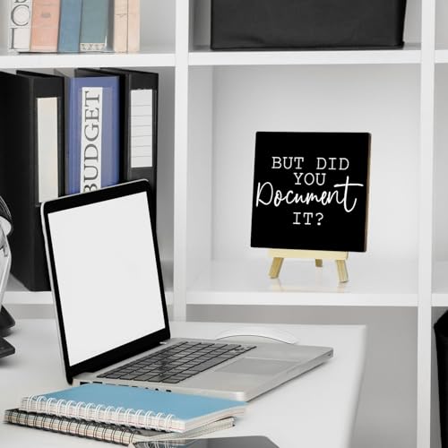 Office Decor for Women, Cute Desk Accessories, But Did You Document it Desk Decor, Funny Office Gifts for Coworkers, Minimalism Office Cubicle Decor (MP04), Wood - color: MP04