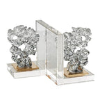 Deco 79 Glass Handmade Decorative Bookends Freeform Non Skid Bookends with Clear Gold Supports, Set of 2 Office Bookends5 W, 6" H, Clear - size: 5"W, 6"H