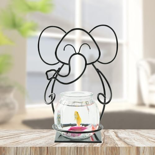 Desktop Glass Planter Hydroponics Vase, Planter Round Vase with Holder for Home Decoration, Modern Creative rabbit Plant Terrarium Stand, Scindapsus Container - color: Elephant Planter