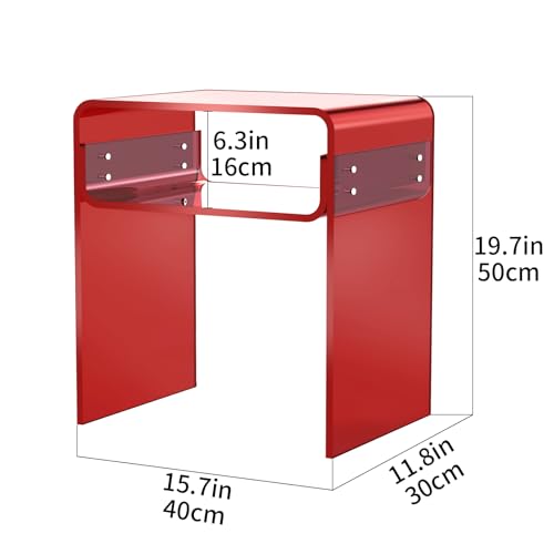 Clear Acrylic End Table 2-Tier Bedside Nightstand for Living Room Bedroom (1, Red) - color: Red