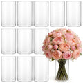 12 Pack Glass Cylinder Vases for Centerpieces, 6 Inches Tall Clear Flower Bud Vases for Wedding Decorations, Hurricane Floating Candle Holder for Home, Party and Table Shelf