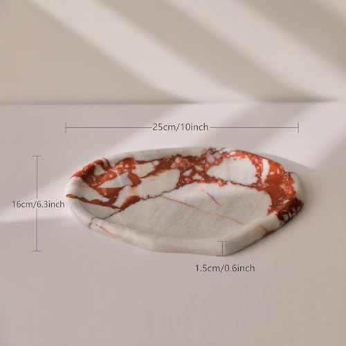 Natural Marble Cloud Shape Jewelry Tray, Key Tray for Entryway Table, Jewelry Dish Trinket Tray for Home Décor, Ring Holder for Women Gift, DAEBFC - color: China Red
