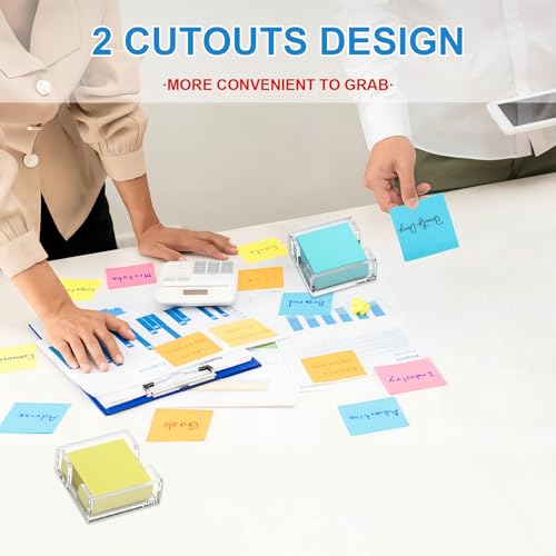 WINFFOR Acrylic Notepad Holder Dispenser - 3x3 in Sticky Note Memo Holder for Desk Organizer (W/O Pads) Office Desk Accessories School Supplies, Crystal Clear - color: Crystal Clear