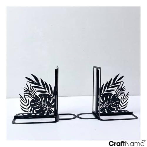 Craftnameisgn Custom Monstera Leaves Metal Bookends for Shelves Decorative, Monstera Plant Book Ends Metal Art for Home Office, Book Stopper for Heavy Books, Monstera Book Shelf Holder - color: Design 16