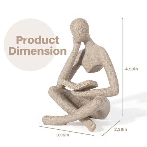 Bookshelf Decor, Coffee Table Decor, Library Decor Sculptures - Abstract Thinker Statue, Resin Modern Art Sculptures for Living Room, Office Desk,Home Decor (Beige) - color: Beige