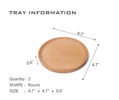Small Mini Wooden Serving Trays 2-Pack - 4.7" Round Decorative Coasters for Drinks & Small Food - Farmhouse Kitchen Counter Decor, Coffee Table Centerpiece, Charcuterie Boards, Home Essentials - color: 4.7-round-2 Tray