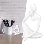 Abstract Thinker Statue | Synthetic Home Accent for Living Room/Office Desk/Bookshelf | Hollow Design Art Sculpture Collectible Present (White Right) - style: White Right