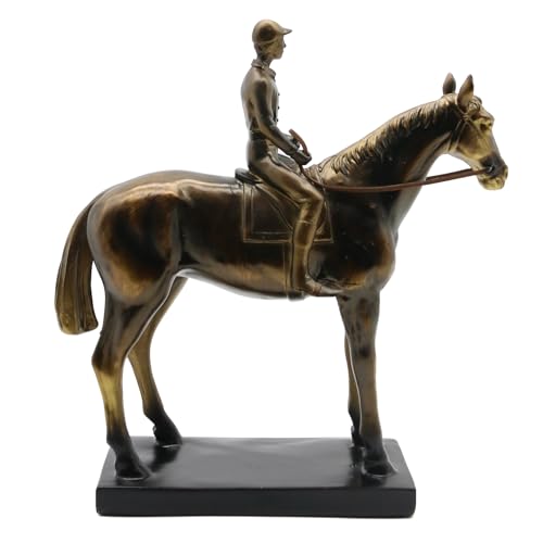 Lukitas Horse Rider Statues and Sculptures, Racing Figurine Home Decor, Equestrian Gift for Horse Lovers, Horseback Riding Ornament, Resin 10.5''