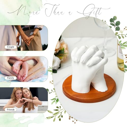Menkxi Round Wooden Display Base for Hand Casting Kit, 6.3 x 6.3 x 0.6 Inch Solid Wood Stand for Couple & Family Hand Sculpture, Anniversary, Wedding & Home Decor - style: Round