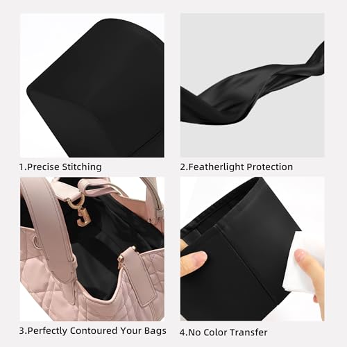 DGAZ Silk Purse Organizer Insert Fits Dior Toujours Vertical Tote Bags，Silky Smooth Bag Organizer，Luxury Handbag & Tote Shaper(Black,Medium) - color: Black, size: Medium