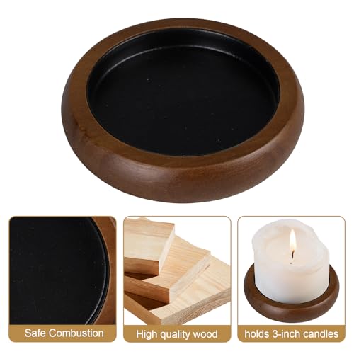 Candle Holder for Pillar Candle Set of 2, Farmhouse Wood Candle Plate, Rustic Wooden Candle Stand, Candles Tray Decorative for Living Room, Table Centerpiece, Brown - color: Brown, size: Set of 2