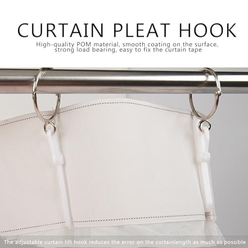 80 Pcs Plastic Curtain Hooks, Adjustable Pinch Pleat Hooks, Ratchet System Pinch Pleat Curtain Hooks for Window Curtain, Door Curtain and Shower Curtain (90mm/3.54inch)