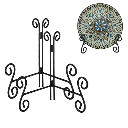 Plate Stand, 8 Inch Plate Holder Display Stand 2 Pack, Black Metal Picture Stand Picture Frame Easel for Home Office Exhibition Reception - size: 8 Inch - 2Pack