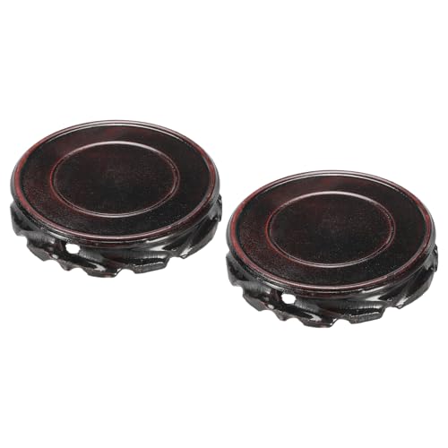MECCANIXITY Wooden Display Stand Base Stand Holders 110mm/4.33 inch Diameter Black for Vase Bonsai Stone Furniture Stable Home Decoration Pack of 2