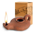 Biblical Herodian Oil Lamp with Handle – Glazed Clay Replica in Gift Box with Certificate of Authenticity - Holy Land Judaica & Christian Gift - color: Clay oil lamp in a gift box