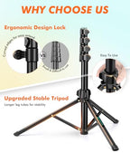 Nineigh 71" Tripod for iPhone, Phone Tripod Selfie Stick with Remote, Cell Phone Tripods & Tall Travel Tripods for Recording Video Selfies Photo, Compatible with iPhone 17 16 15 14 Pro Max 13 Android - size: 71 Inch