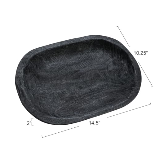 Bloomingville Hand-Carved Paulownia Wood Bowl, Black - color: Black