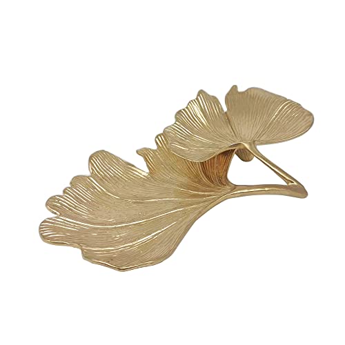 Metal Jewelry Dish, Small Leaf Shaped Ring Holder Jewelry Organizer, Trinket Dish Vanity Tray for Dresser Christmas Birthday Wedding Gifts - color: 2-Tier Ginkgo(Large)-gold