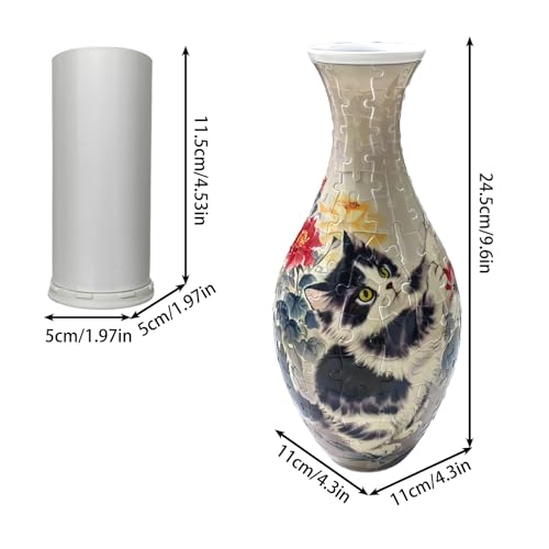 3D Puzzle Vase Unique Flower Vase for Adults Made by 160 Curved Plastic Puzzle Pieces, Vases for Flower Home Creative Gift for Parents & Housewarming - color: Kitten