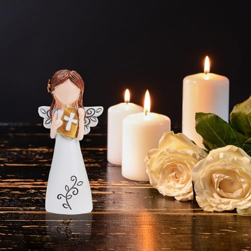 kullder Resin Praying Angel Figurines, Guardian Angel Statue -Sympathy Gifts for Loss of Loved One, Biblical Prayer Decorative Statues, Memorial Gifts for Healing, Christian Grief Gifts for Women - color: Bible Angel Figurine