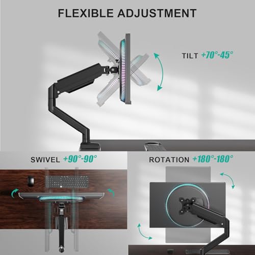 WALI Single Monitor Mount for 13-34 inch Screens, Adjustable Single Monitors Arm, Regular Screen up to 32 inch, 26.4lbs, Computer Monitor Stand for Desk, VESA 75/100mm (GSMP001N), Black - size: 13"-34", style: Single Arm