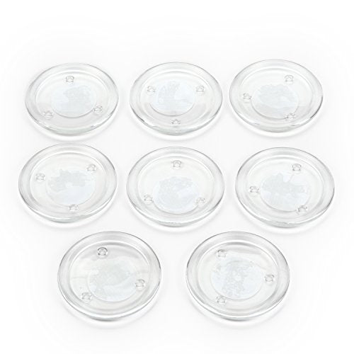 Hosley Set of 8 Clear Glass Pillar Plates - 4 Inch Diameter. Ideal Gift for Weddings, Parties, Spa, Pillar Candle, Votive Candle Garden. Or as a Pedestal W1 - size: 4" Diameter