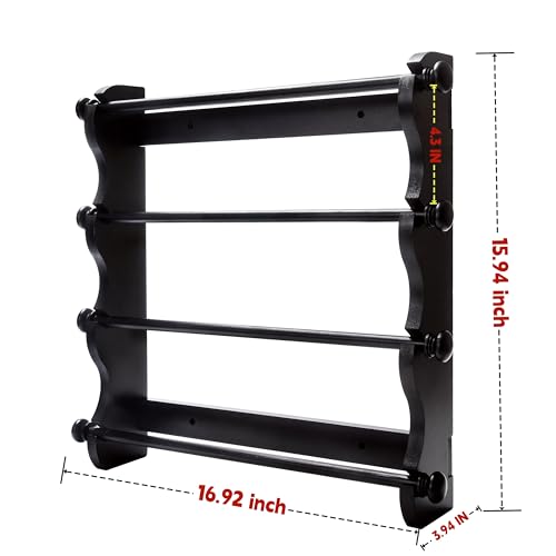 4-Tier Wooden Bracelet Holder Wall-Mounted – Black Jewelry Display Stand for Bracelets, Bangles, Watches– Rustic Wall Jewelry Organizer for Home, Store, or Craft Show – Bracelet Display Rack - style: Wall-Mounted–Black