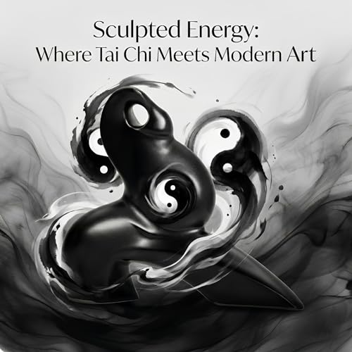 Tai Chi Motion Ceramic Sculpture - Handmade Jingdezhen Porcelain Statue, 7-Inch Abstract Yin Yang Zen Figurine for Home Office Desk Shelf Décor