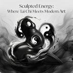 Tai Chi Motion Ceramic Sculpture - Handmade Jingdezhen Porcelain Statue, 7-Inch Abstract Yin Yang Zen Figurine for Home Office Desk Shelf Décor