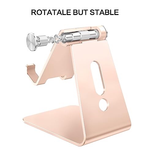 OMOTON Adjustable Cell Phone Stand, C2 Aluminum Desktop Phone Dock Holder Compatible with iPhone 15 14 13 Pro, SE, XR, 8 Plus 7 6, Samsung Galaxy, Google Pixel and More, Gold - color: Gold