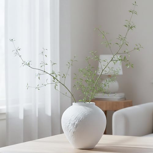 Vintage Ceramic Vase, Minimalist Texture Stone Patterned White Flower Vase, Decorative Vase for Living Room Shelf Farmhouse Dining Table Centerpiece Decor (White Texture 7.9'') - size: White Texture 7.9''