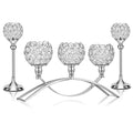 Silver Crystal Candle Holders Decorative Arch Candelabra 3-Arm Candlesticks Holder & 2 Glass Holders Table Centerpiece, Wedding, Party, Anniversary - color: Silver
