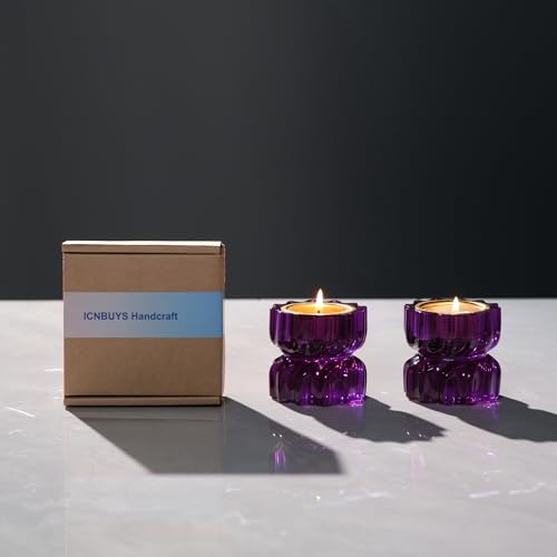 Twizzle Twist Tealight Holder, Decorative Tealight Candle Holder Table Display, Romantic Unique Home Décor, Housewarming Gift, Spiral Sculpture Diwali Tea Light Stand Purple Resin Set of 2 - color: Purple