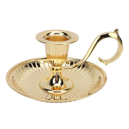 Vintage Candle Holder, Elegant zinc Alloy Taper Candle Stick Stand with Large Curved Handle for Dinner Table Decor and Wedding Parties Gold - color: Gold