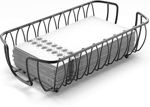 Black Guest Towel Holder Tray for Bathroom – Napkin Organizer for Disposable Paper Towels, Hand Towel Rack for Countertop, Modern Holder for Guest Bathroom Essentials and Powder Room - color: K - Black Napkin Holder for Bathroom, size: Guest Towel Holder