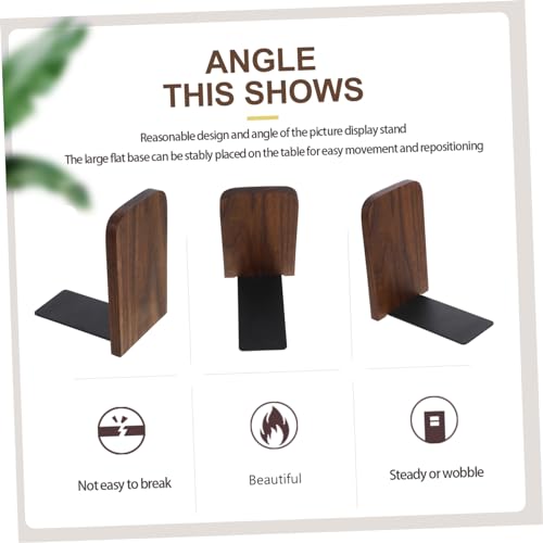 NUOBESTY Elegant Desktop Bookends Minimalist Reading Stand Book Organizer for Home Office Walnut Stylish File Holder to Keep Books and Documents Organized