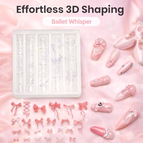 Beetles 3D Gel Nail Art with 3D Mold,Pink Solid Builder Nail Gel,Non-Sticky Sculpting 3D Nails & Dual-Ended Sculpture Pen & Stiletto Dual From, Beginner Friendly DIY at Home,Ballet Whisper - color: B5-Pink Solid Builder Gel