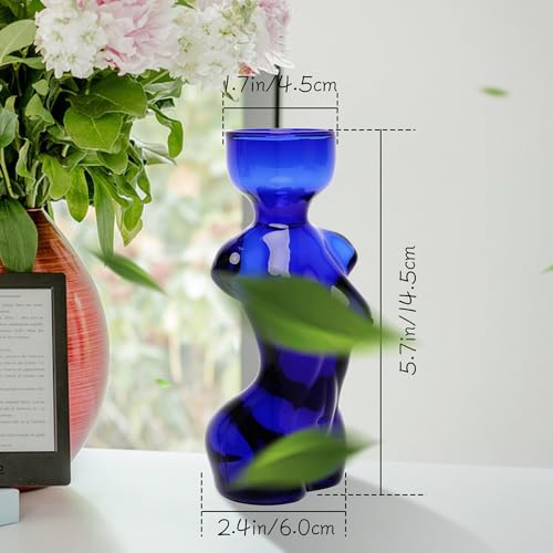 Propagation Vases for Plants Plant Propagation Jars Unique Body Avocado Vase Glass Planter Perfect for Seed Starting Water Rooting and Home Decor Gift for Father - color: Blue